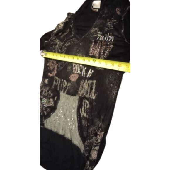 Bongo Women's Size Large Black Hooded Top - Vintage - Picture 4 of 7